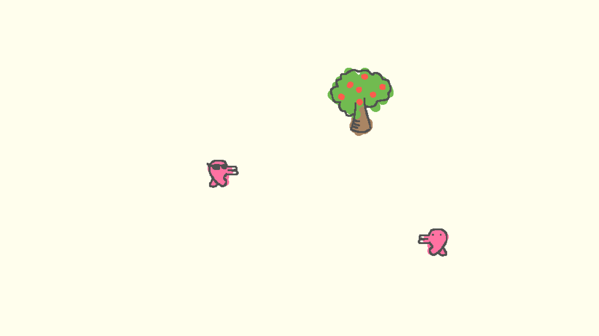Florp Farming gameplay with a farm plot, shop, and florps.